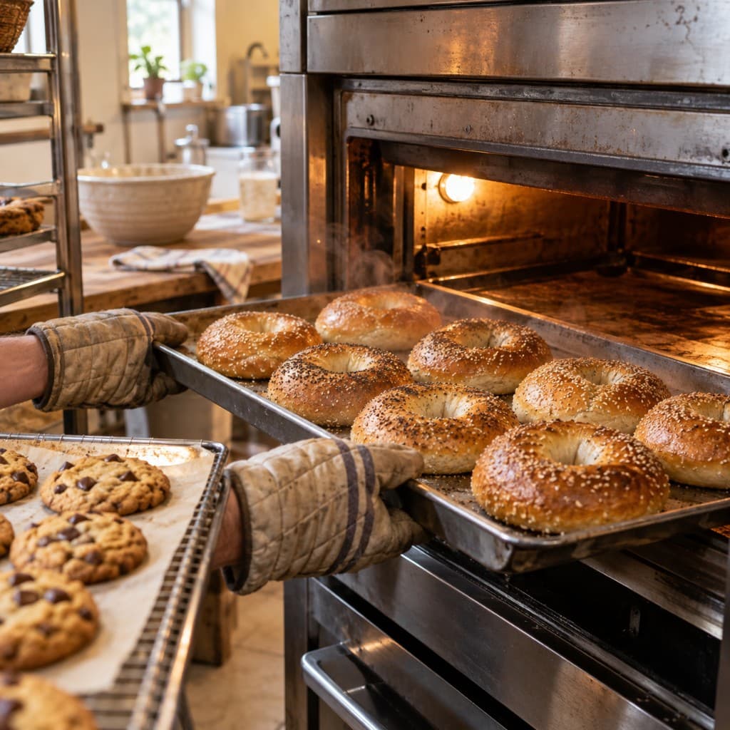 Fresh bagels and cookies from the oven